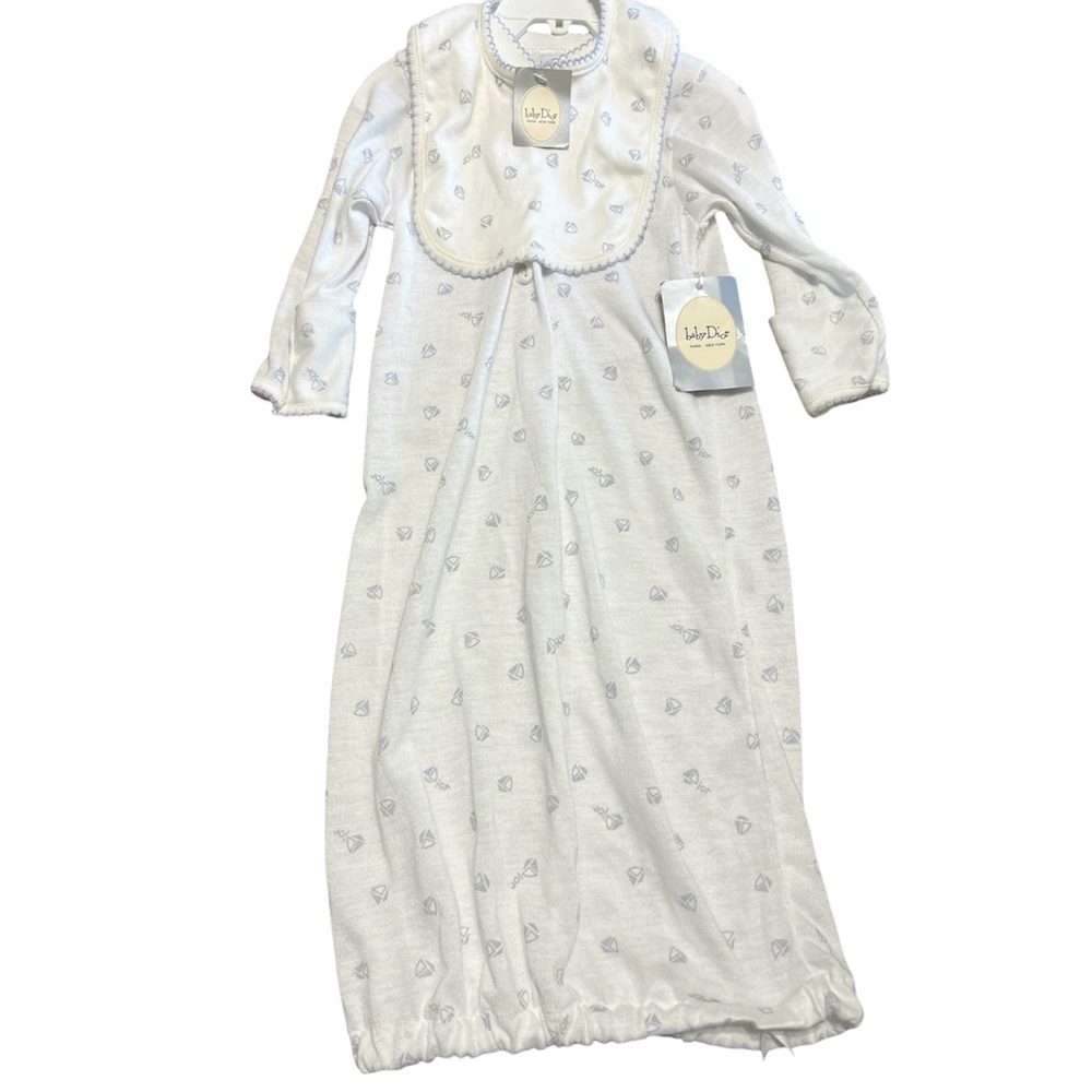 NWT Vintage Baby Dior Sailboat Nightgown & Bib